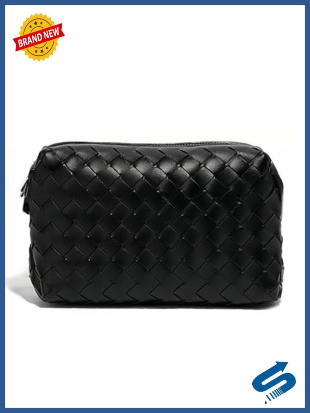 Woven Leather Crossbody Bag Small Zipper Purse Knotted Strap Women